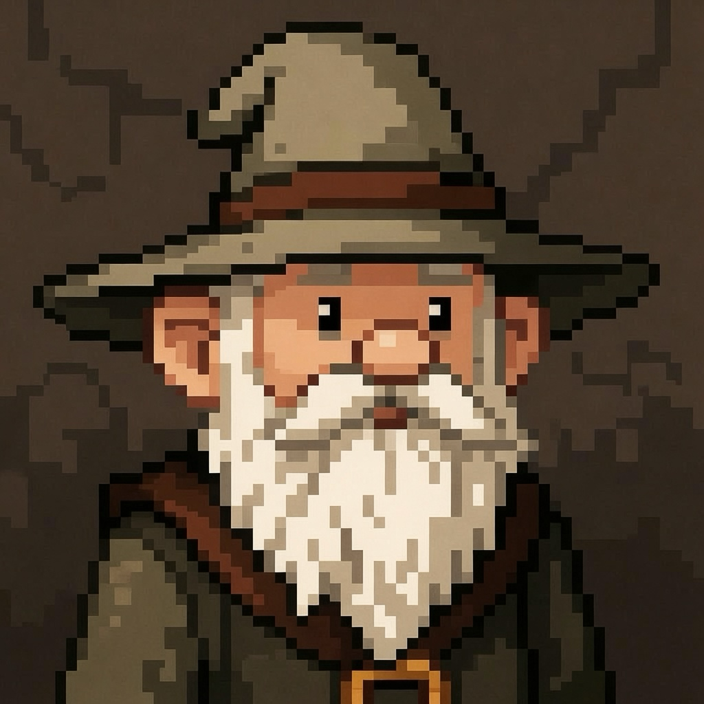 Pixel-art Gnomad wearing a pointed cap and white beard